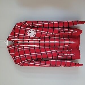NOMIS red black white cotton checked sweatshirt hoodie.  Size Medium
